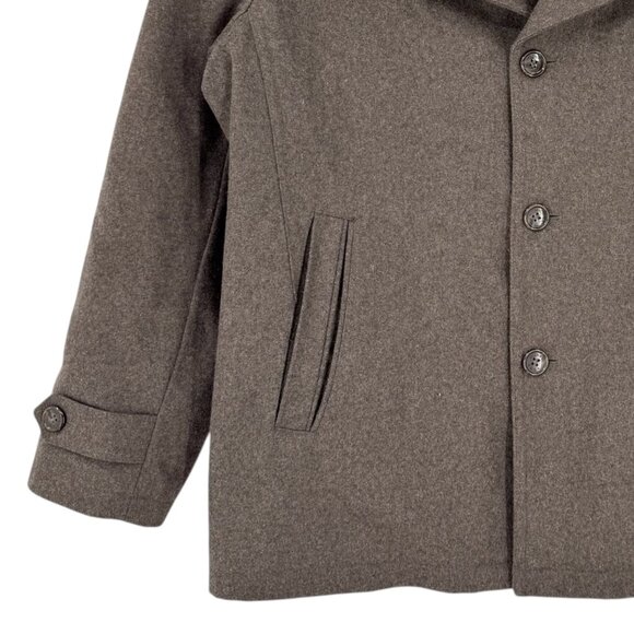 Michael Kors Men's Brown Wool Blend Lined Coat Peacoat Size L Single Breasted - Picture 6 of 12